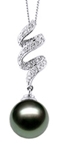 11 mm black Tahitian pearl pendant in a stunning 18k white gold mounting