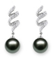 10 mm AAA Quality Black Tahitian Pearl Earrings 14K Gold and Diamonds