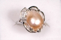 Off White Fresh Water Pearl Baroque Ring with Cubic Zirconia