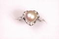 Fresh Water Pearl Ring with Cubic Zirconia