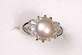 Fresh Water Pearl Ring with Cubic Zirconia