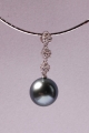 12.5 mm Tahitian on 18K w/gold pendant, 1-0.05 ct diamond, 18K w/gold chain